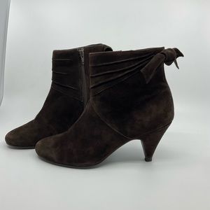 Carlos Falchi Retro Suede Bow Ankle Boots
